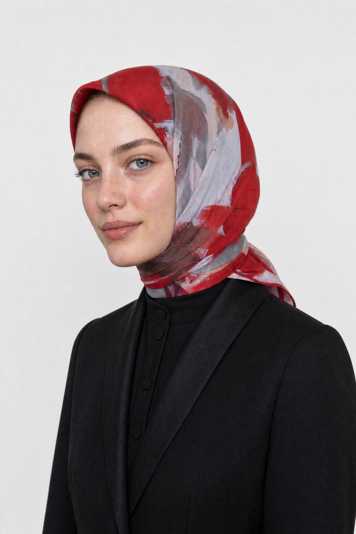 Ruby Desen Organik Eşarp - Kırmızı