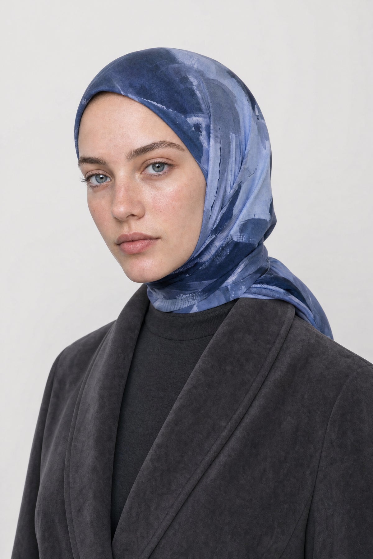 Ruby Desen Organik Eşarp - Lacivert