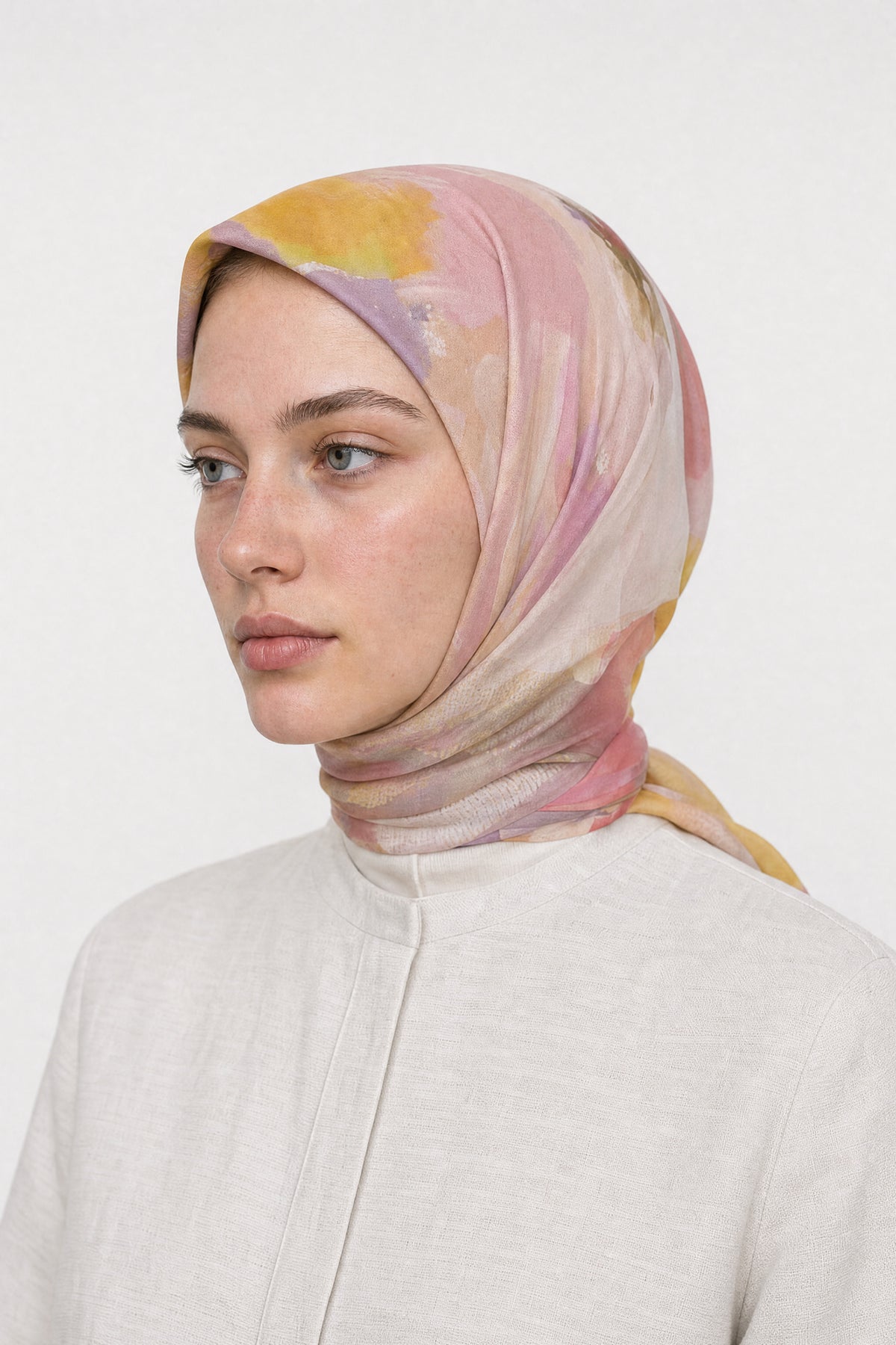 Ruby Desen Aria Eşarp - Pudra