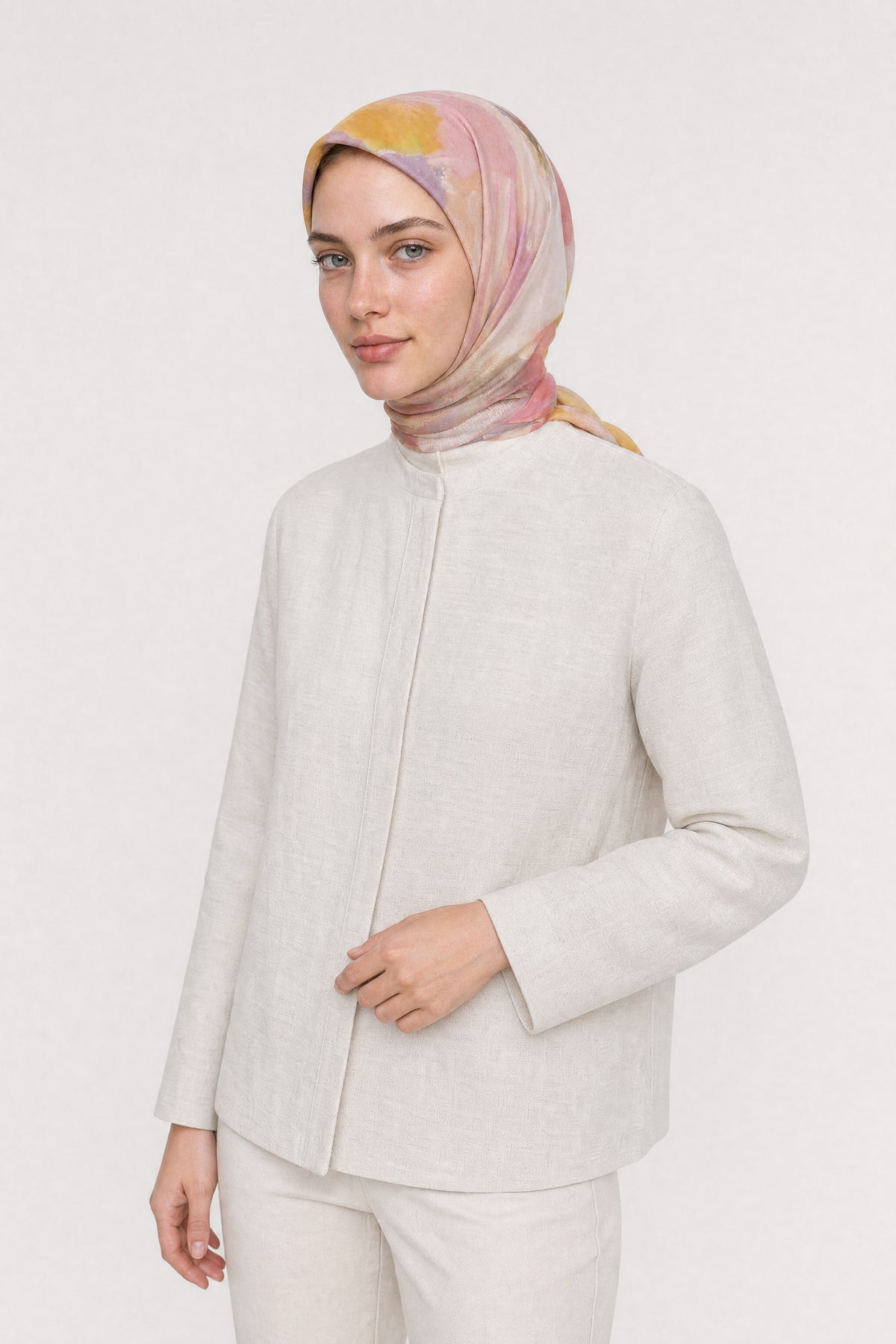 Ruby Desen Aria Eşarp - Pudra