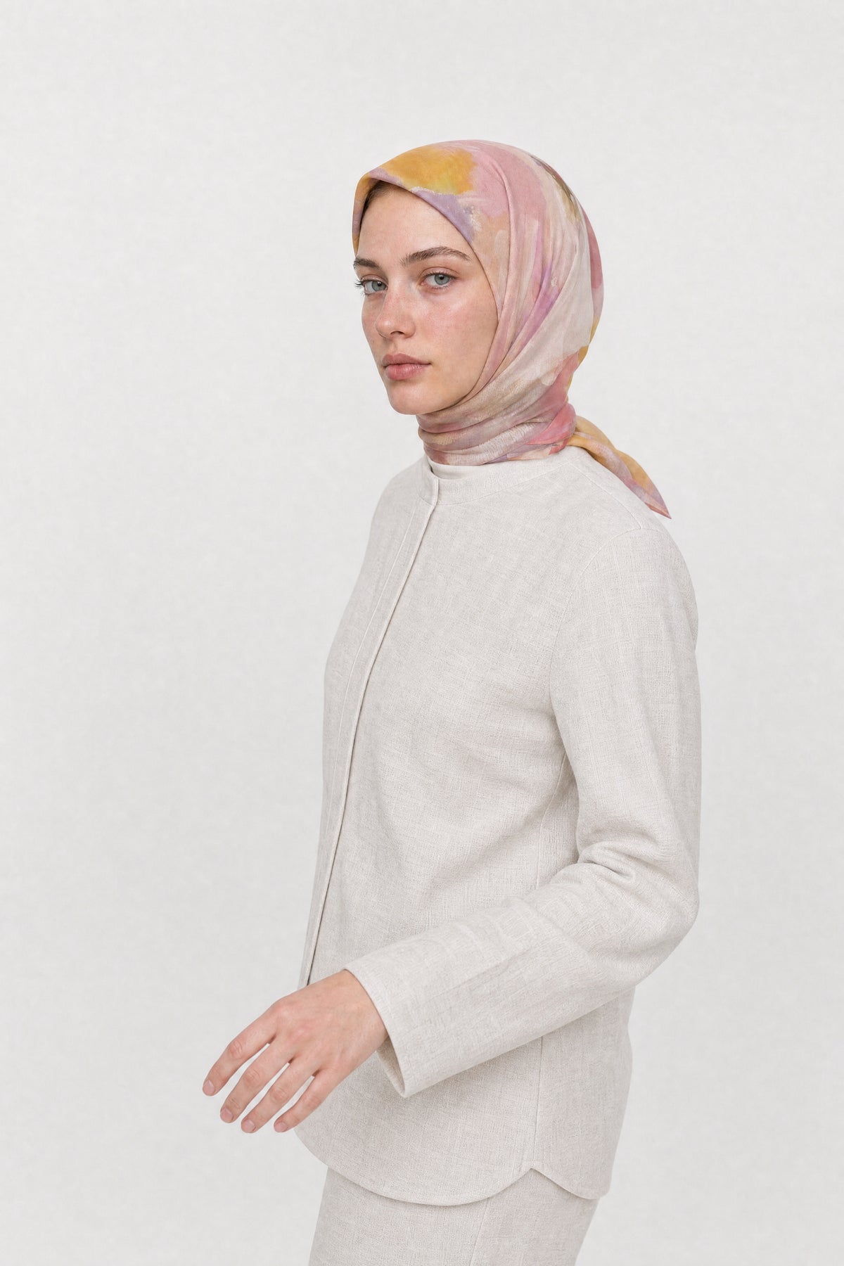 Ruby Desen Aria Eşarp - Pudra
