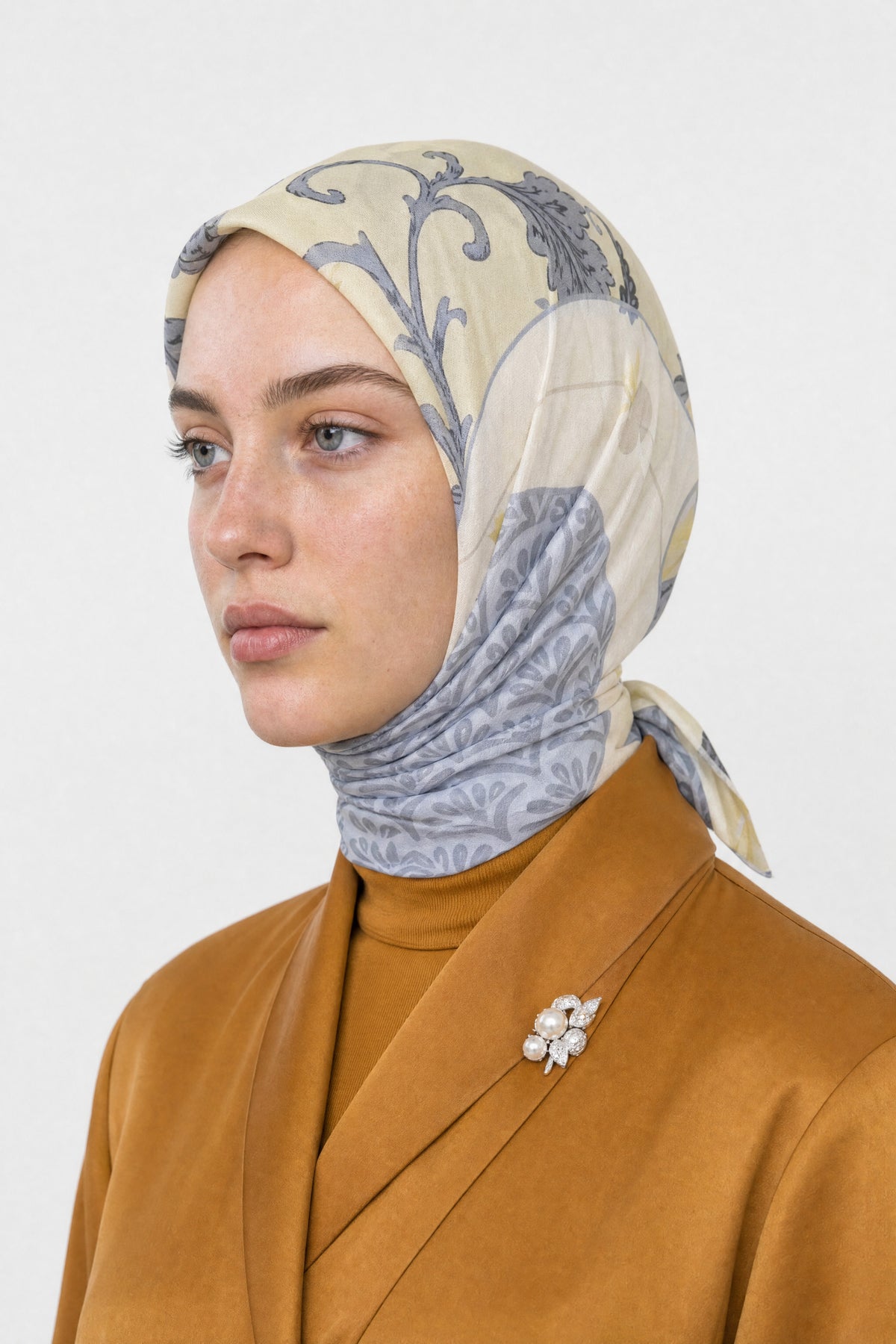 Veil Desen Organik Eşarp - Lemon
