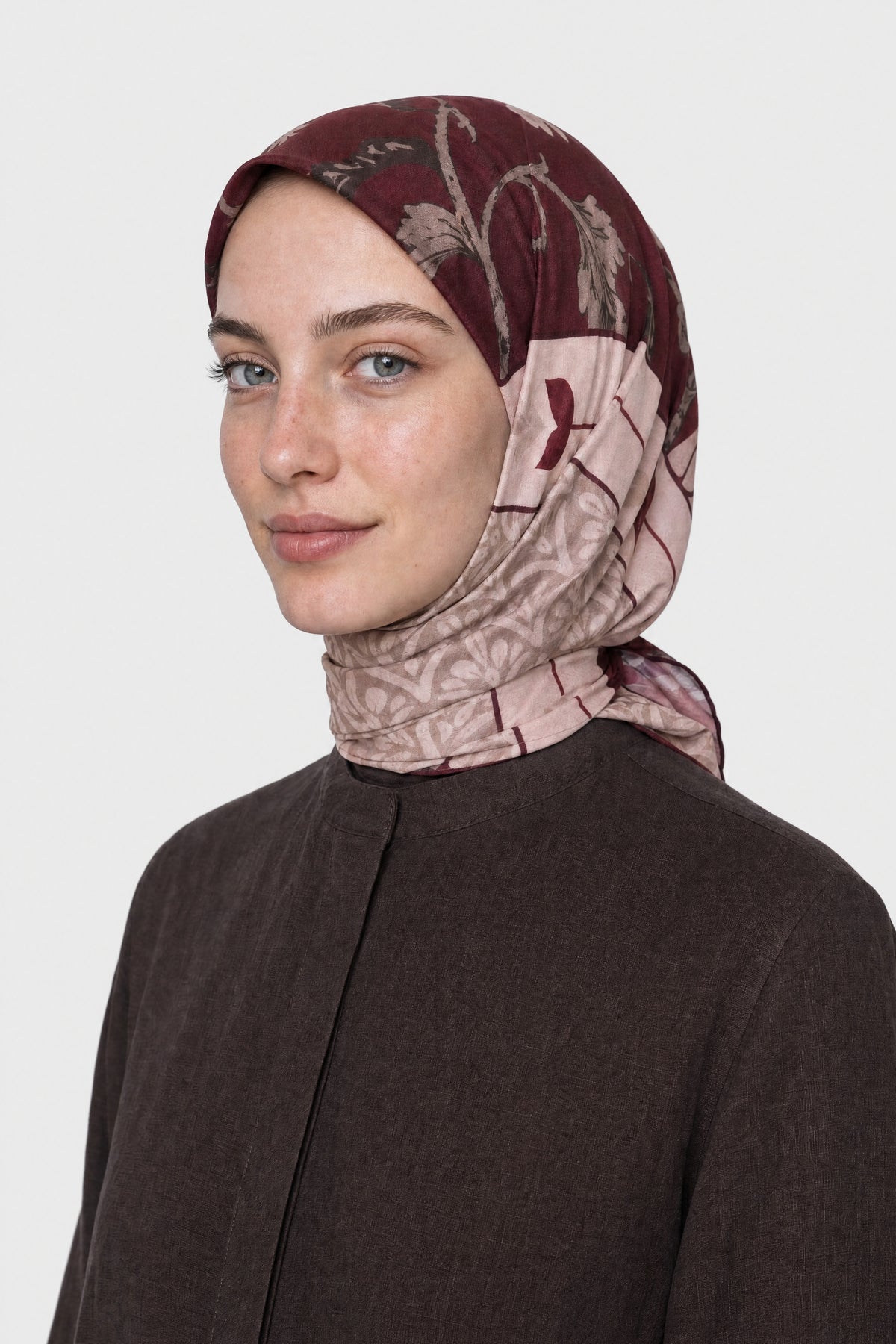 Veil Desen Organik Eşarp - Mürdüm