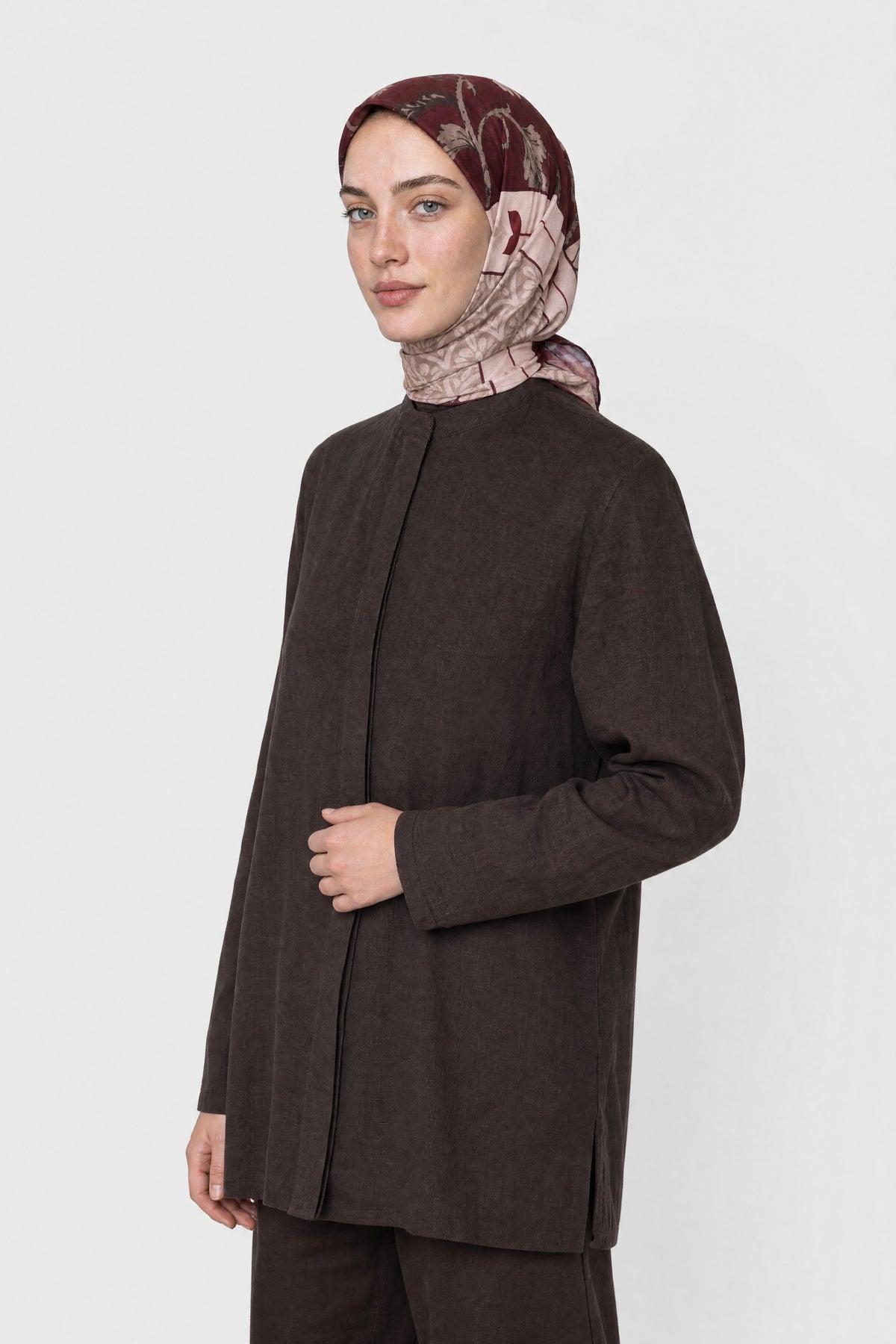 Veil Desen Organik Eşarp - Mürdüm