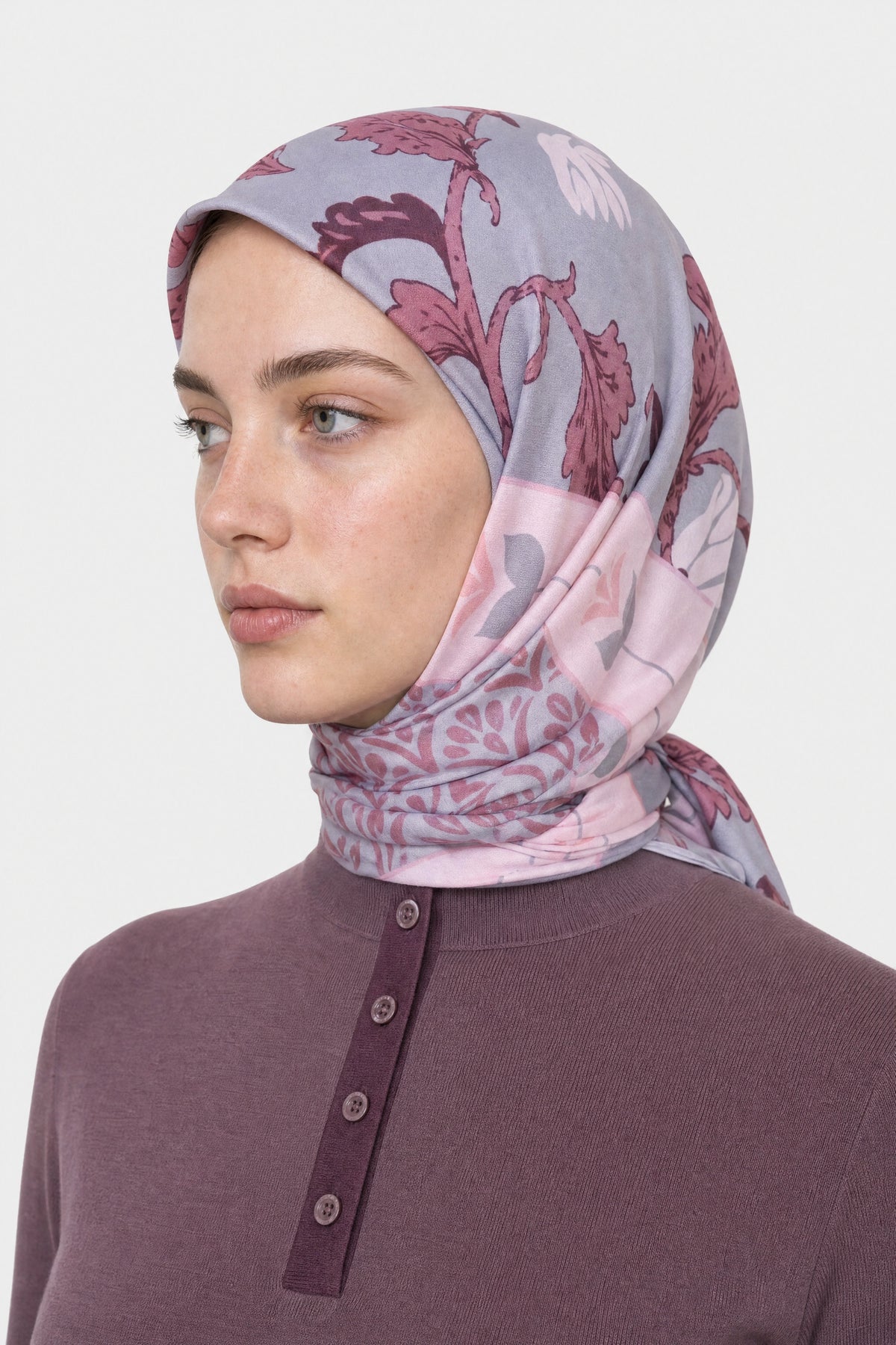 Veil Desen Organik Eşarp - Pembe