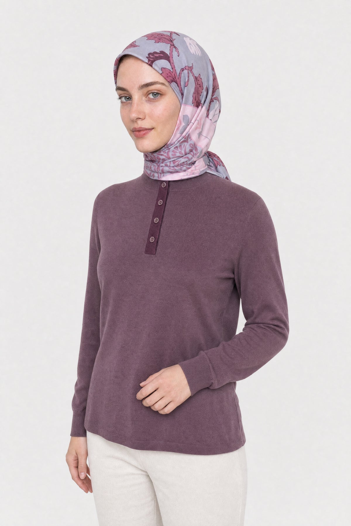 Veil Desen Organik Eşarp - Pembe