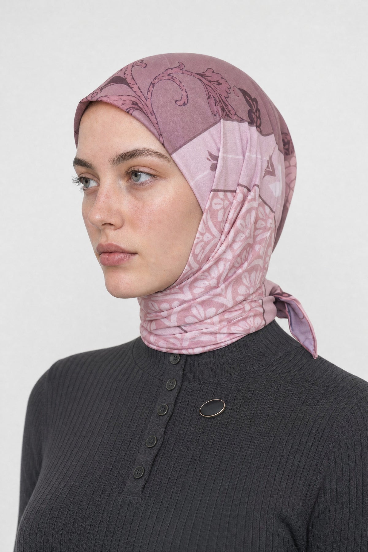 Veil Desen Organik Eşarp - Pudra