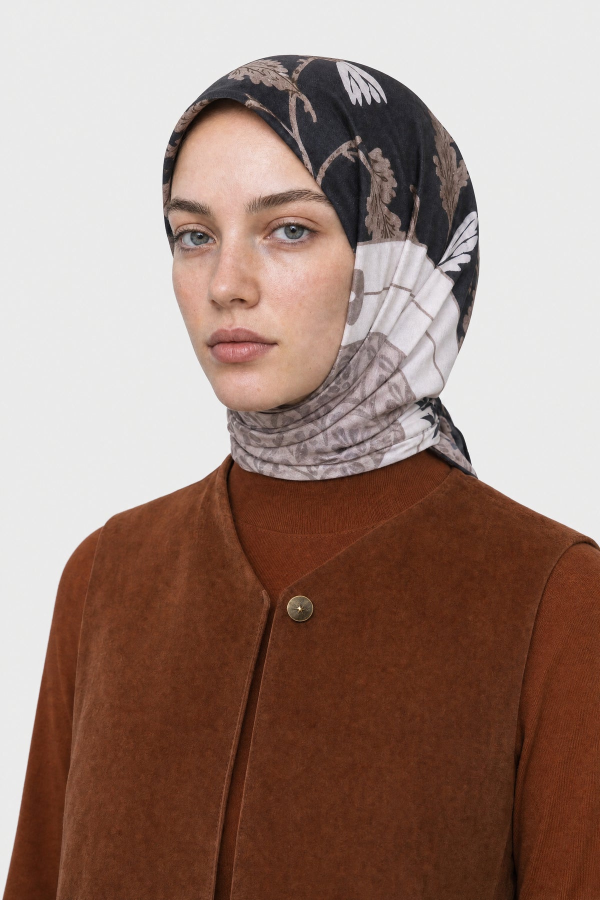 Veil Desen Organik Eşarp - Siyah