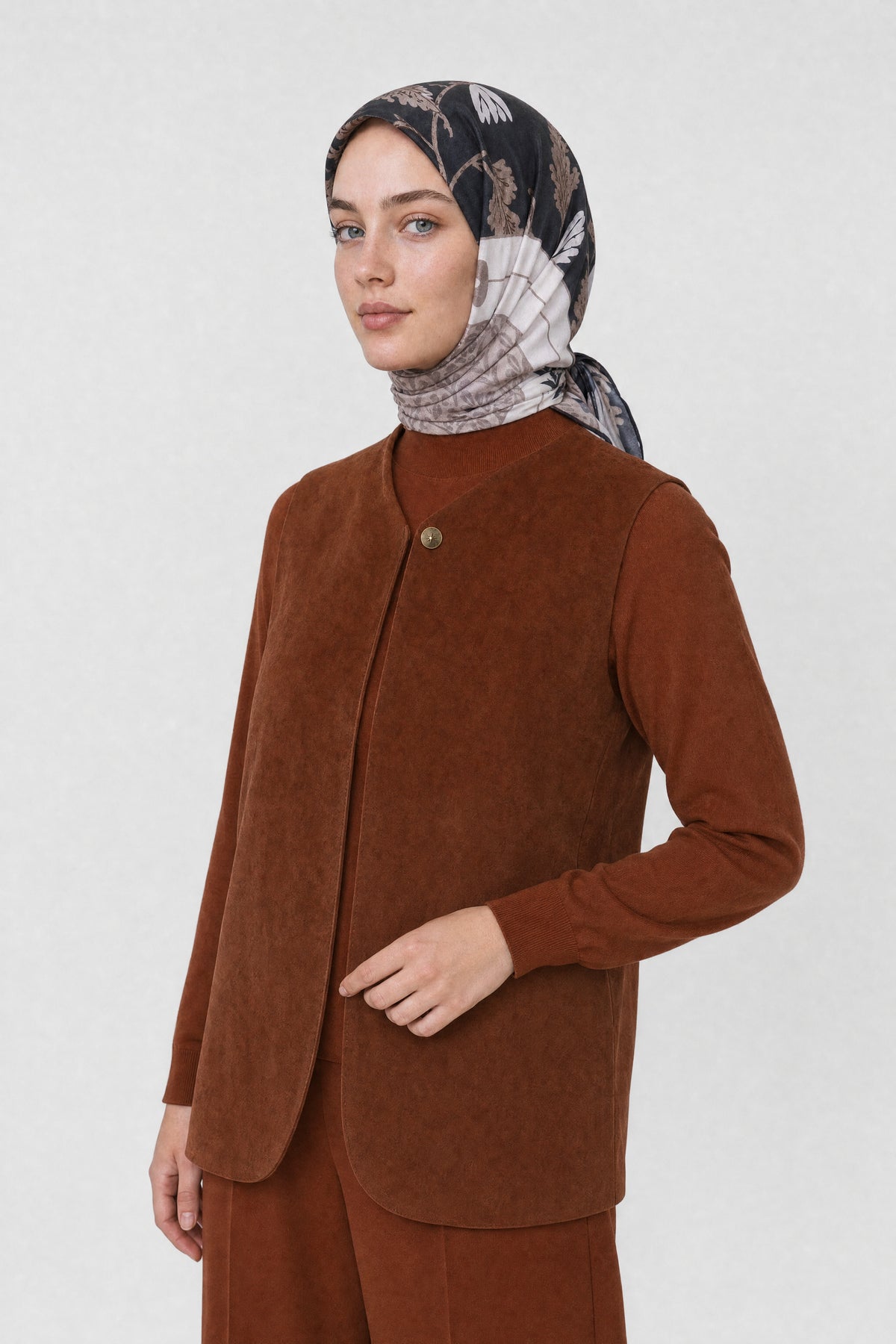 Veil Desen Organik Eşarp - Siyah