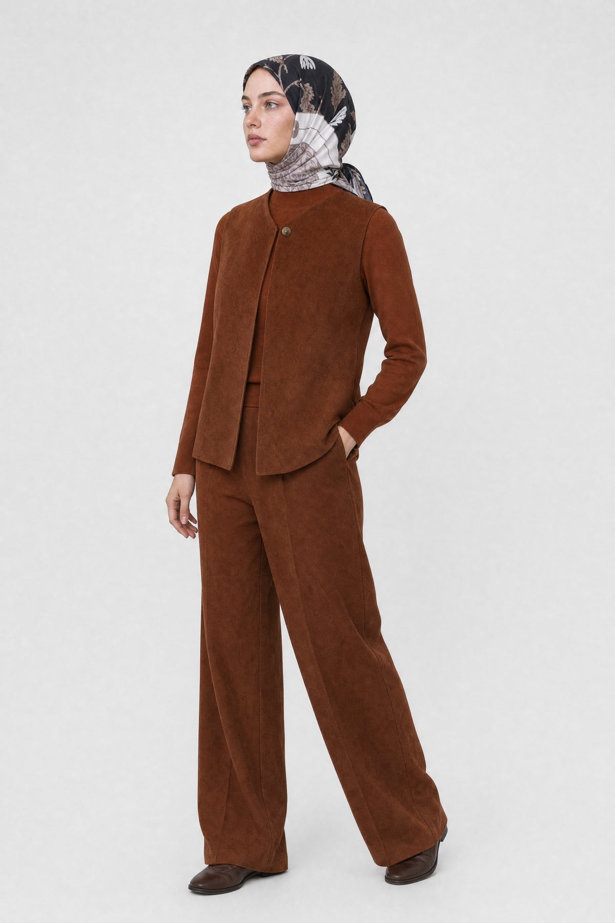 Veil Desen Organik Eşarp - Siyah