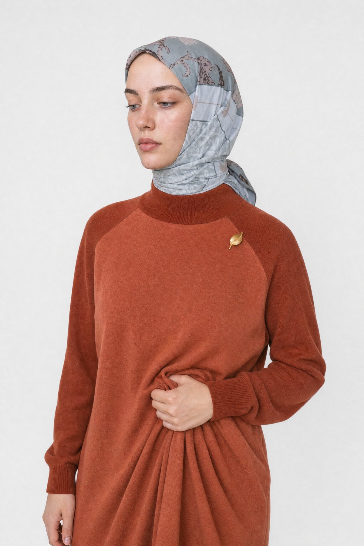 Veil Desen Organik Eşarp - Soft Yeşil