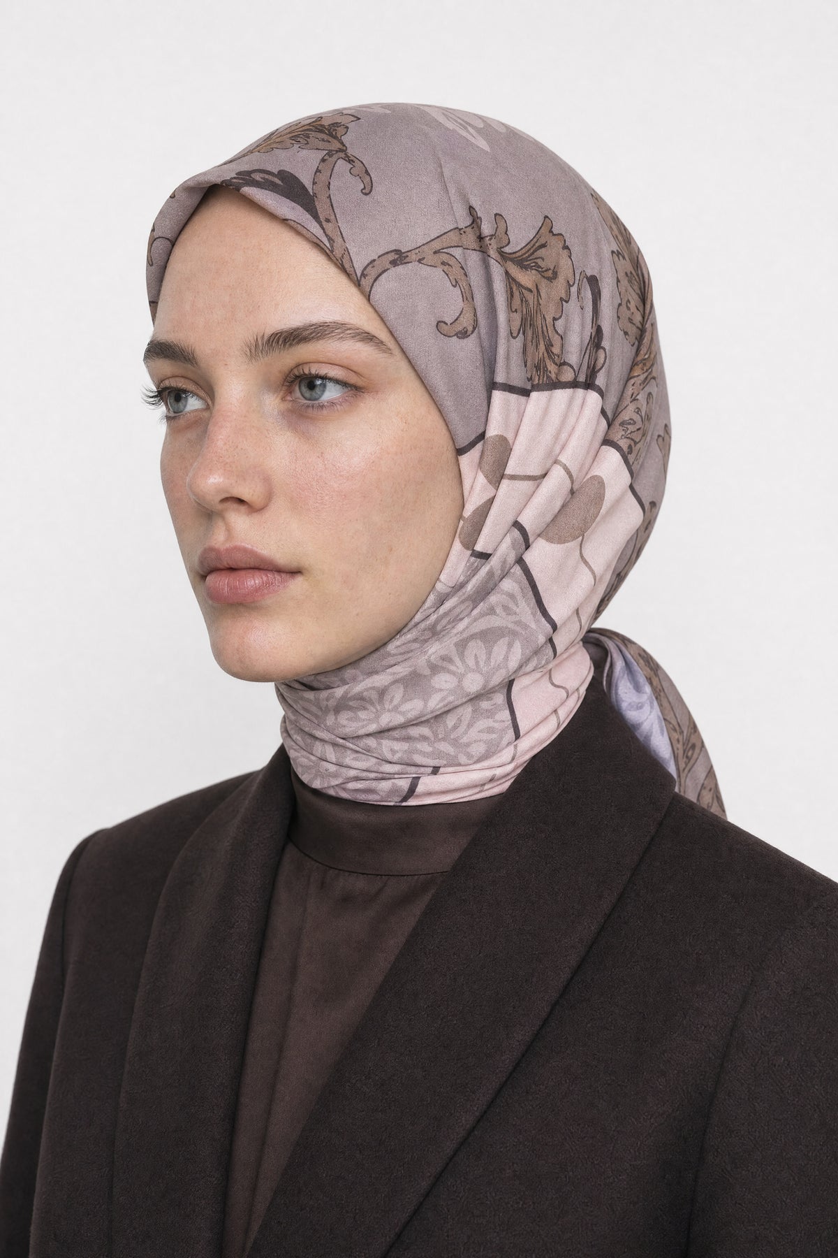 Veil Desen Organik Eşarp - Vizon