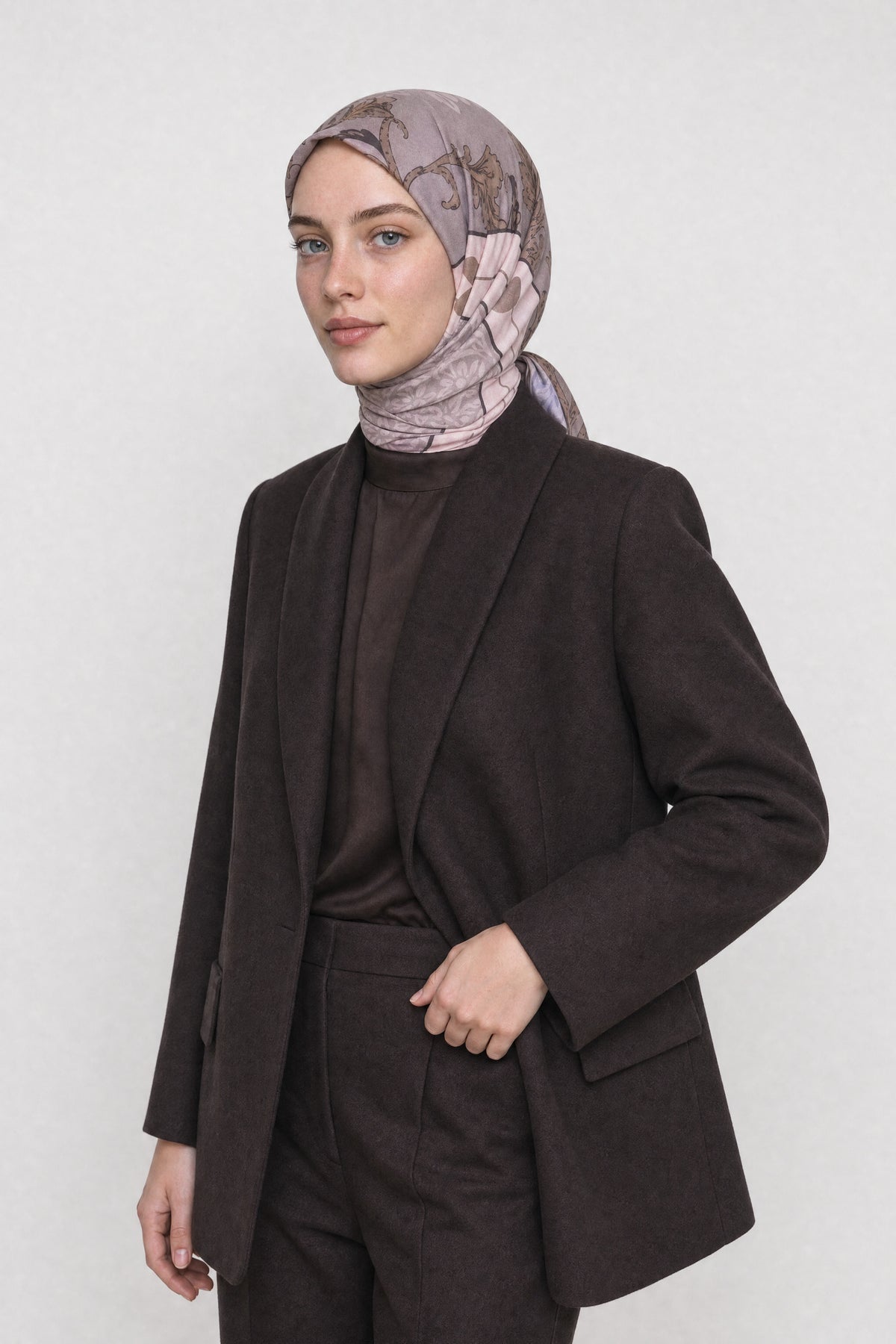 Veil Desen Organik Eşarp - Vizon