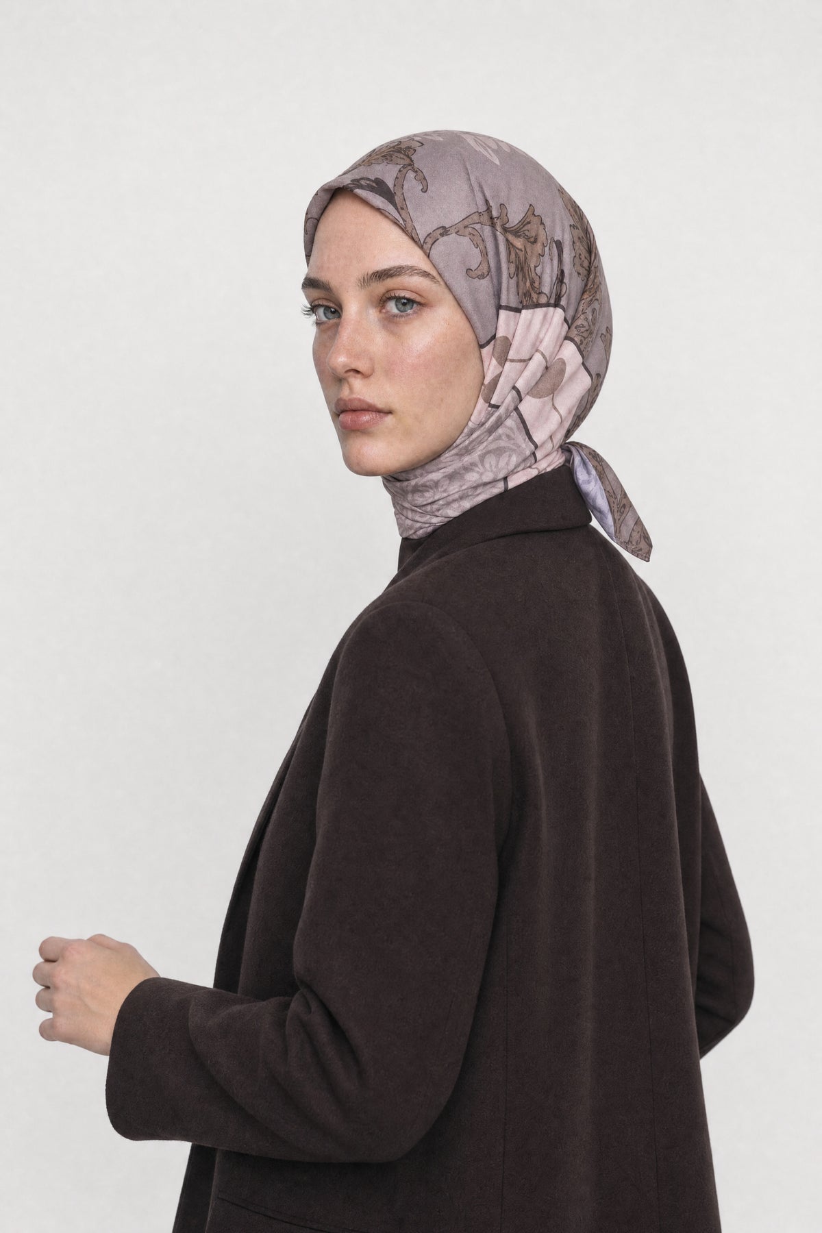 Veil Desen Organik Eşarp - Vizon