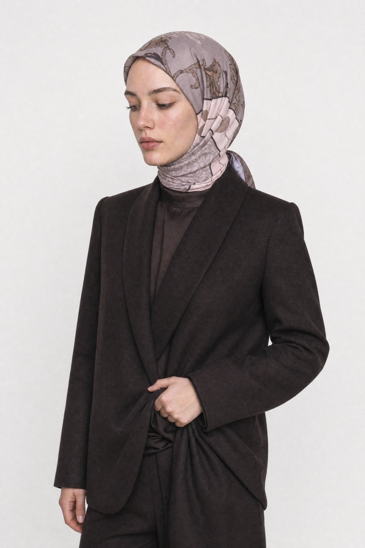 Veil Desen Organik Eşarp - Vizon