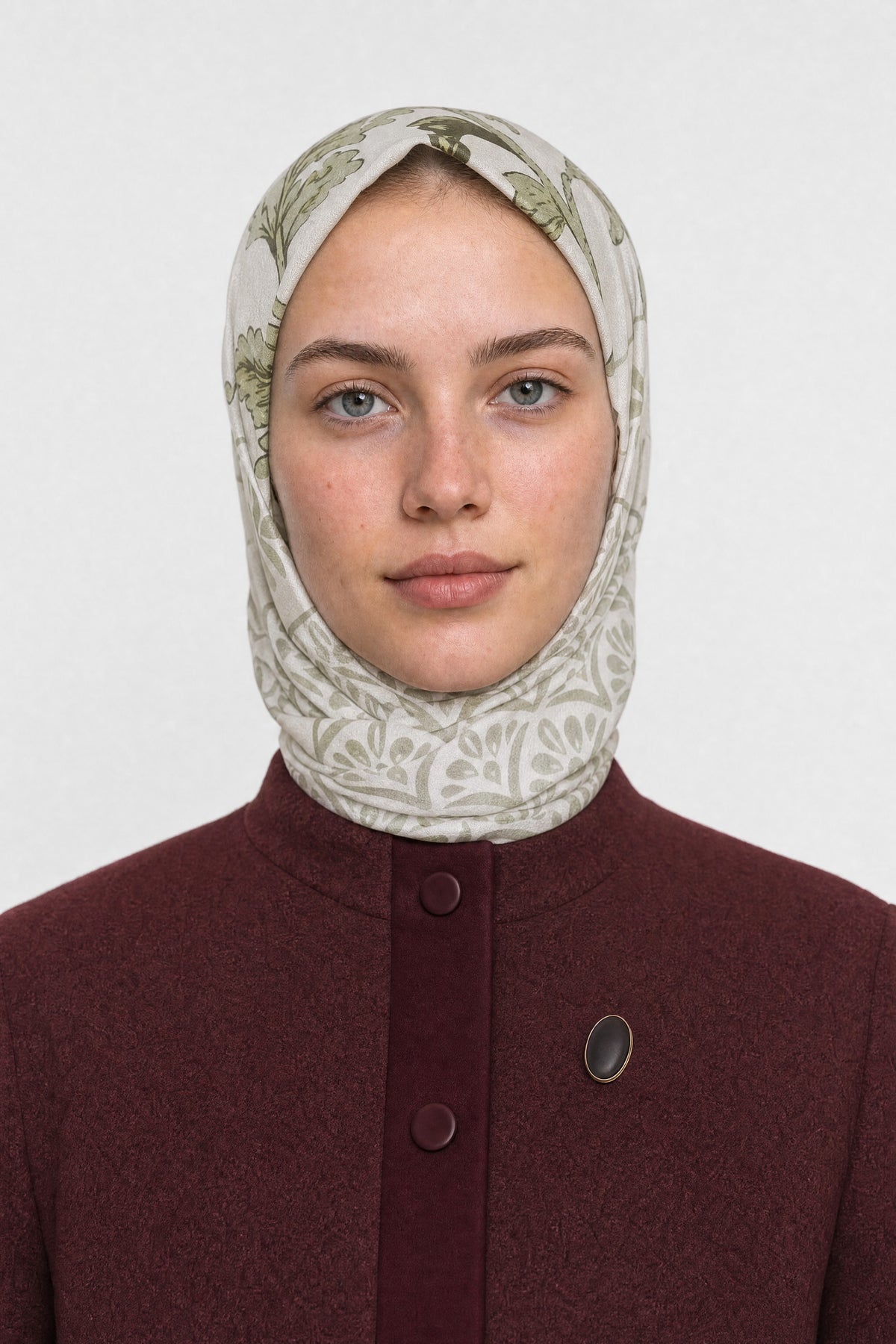 Veil Desen Organik Eşarp - Yeşil