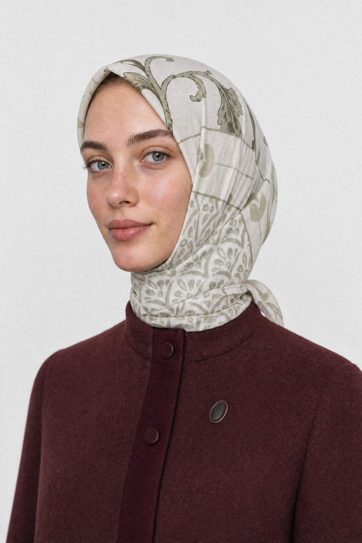Veil Desen Organik Eşarp - Yeşil