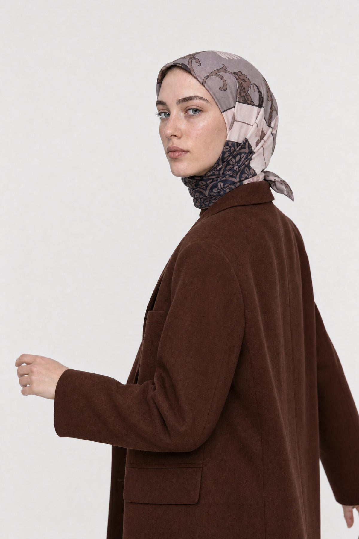 Veil Desen Organik Eşarp - Bej