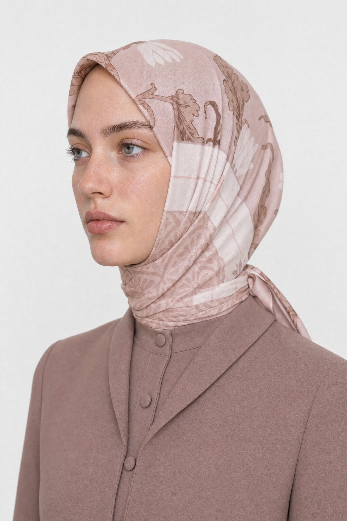 Veil Desen Organik Eşarp - Krem