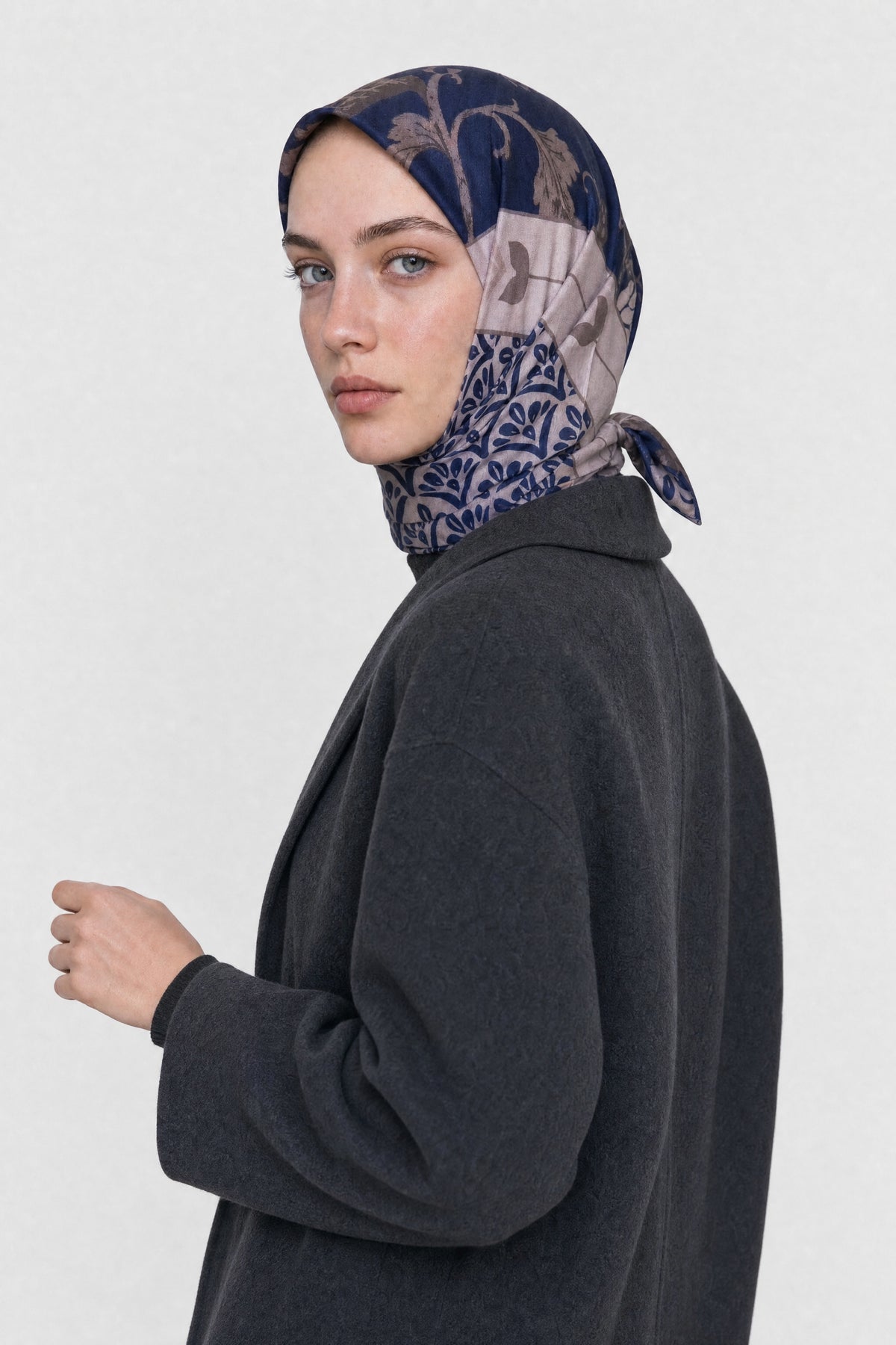 Veil Desen Organik Eşarp - Lacivert